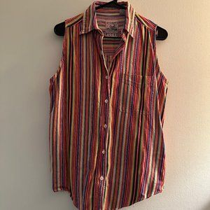 Rainbow Striped Sleeveless Buttondown Shirt
